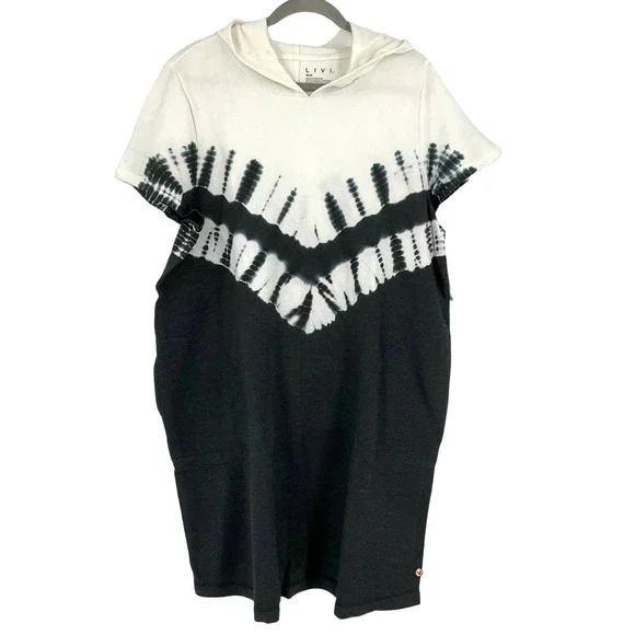 Livi Lane Bryant Hoodie Sweater Dress Tie Dye White Charcoal Size 18/20 NWT - Picture 5 of 5